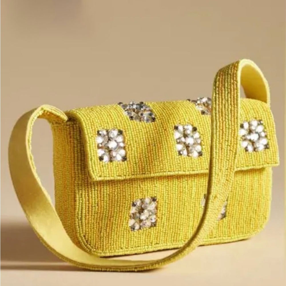 Yellow beaded shoulder bag